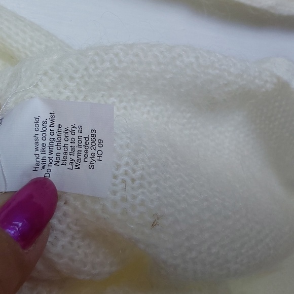 J Crew  Cream cable knit  Sweater Mohair/Wool Neutral Organic  Sz.L - Picture 8 of 8